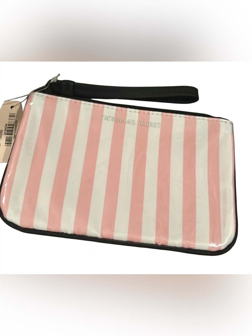 VICTORIAS SECRET Pink striped Coin Pouch Keychain NWT